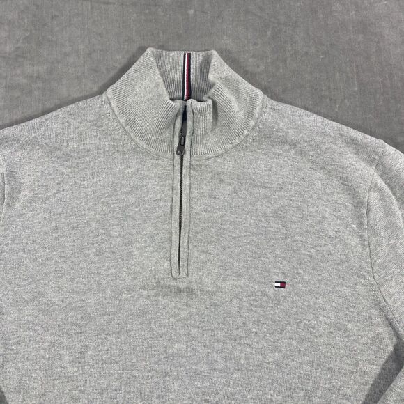 Tommy Hilfiger Mens XXL‎ Light Gray Quarter 1/4 Zip Pullover Sweater - Picture 2 of 6